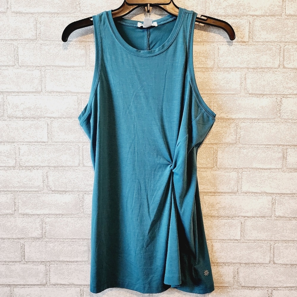 Athleta Womens Teal Blue Twist Side Knot Tank Top Modal Blend Size M
